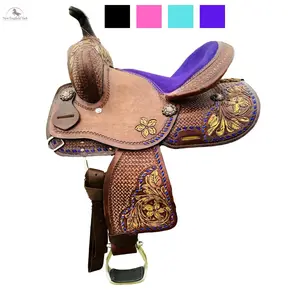Resistance Youth Western Barrel Saddle With Floral And Basketweave Tooling western  saddles
