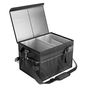 [Bellemave] 32L Insulated Picnic Organizer Bag with Lid, 2-Compartment BBQ Tote with Paper Towel Holder & Shoulder Strap for Outdoor Use