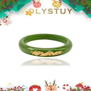 [Jade Bangle]【FOLYSTUY (JXY72)】 Jade Dragon and Phoenix Pendant for Men and Women - Daily Elegant Unisex Bangle