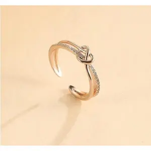 Faith Hope Love Cubic Zirconia Cross Ring - Lightweight Open Copper Ring for Women's Daily, Party, and Wedding Wear