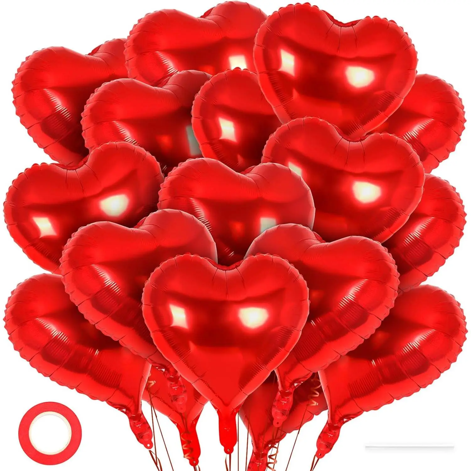 24 count Red Heart Balloons,18 inch Heart Shape Foil Balloons Love Balloons Valentine Balloons for Birthday Party Wedding Engagement Party  Shower Valentine Day Decorations (Red)