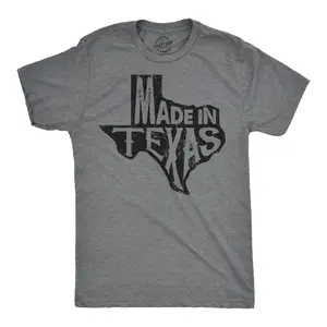 Mens Made In Texas T Shirt Funny Hometown Pride Lonestar State Tee Mens Funny T Shirts Cool Vintage Fashion T-Shirt Gift Classic Menswear Novelty Tees for Guys Dark Grey