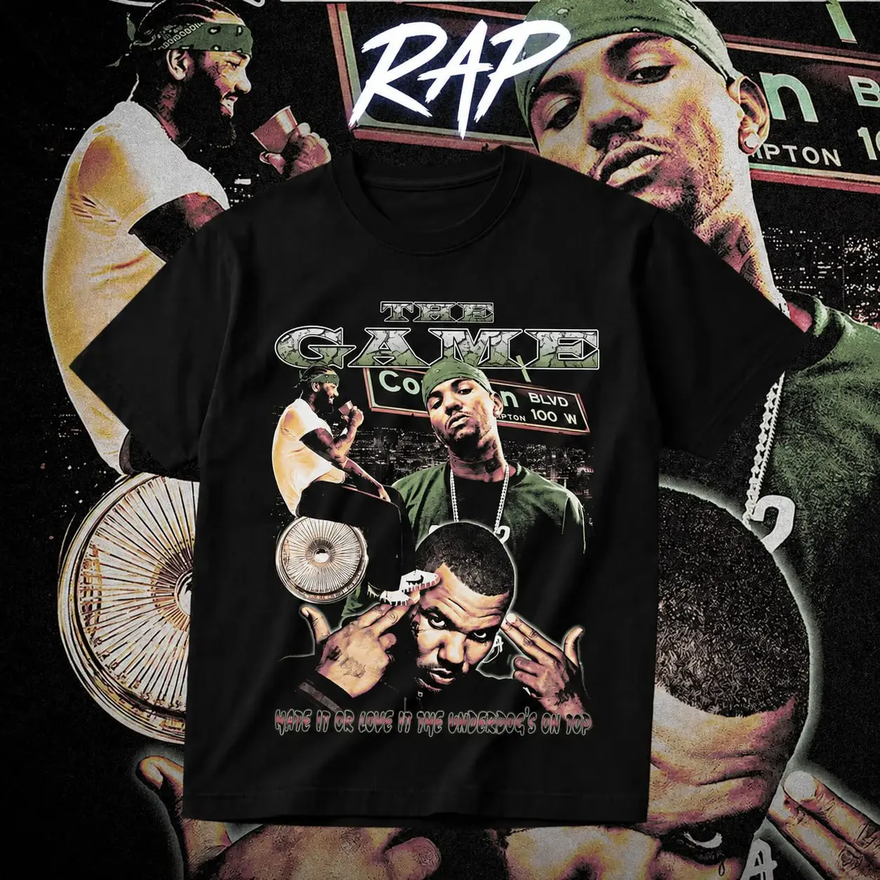 [SOL7] Heavy Cotton Unisex Graphic T-Shirt Hoodie, Vintage West Coast Hip-Hop Streetwear Tee, Compton Rap-Inspired Crewneck Shirt, Y2K Graphic Apparel, Direct-to-Garment Breathable Print MADE IN USA