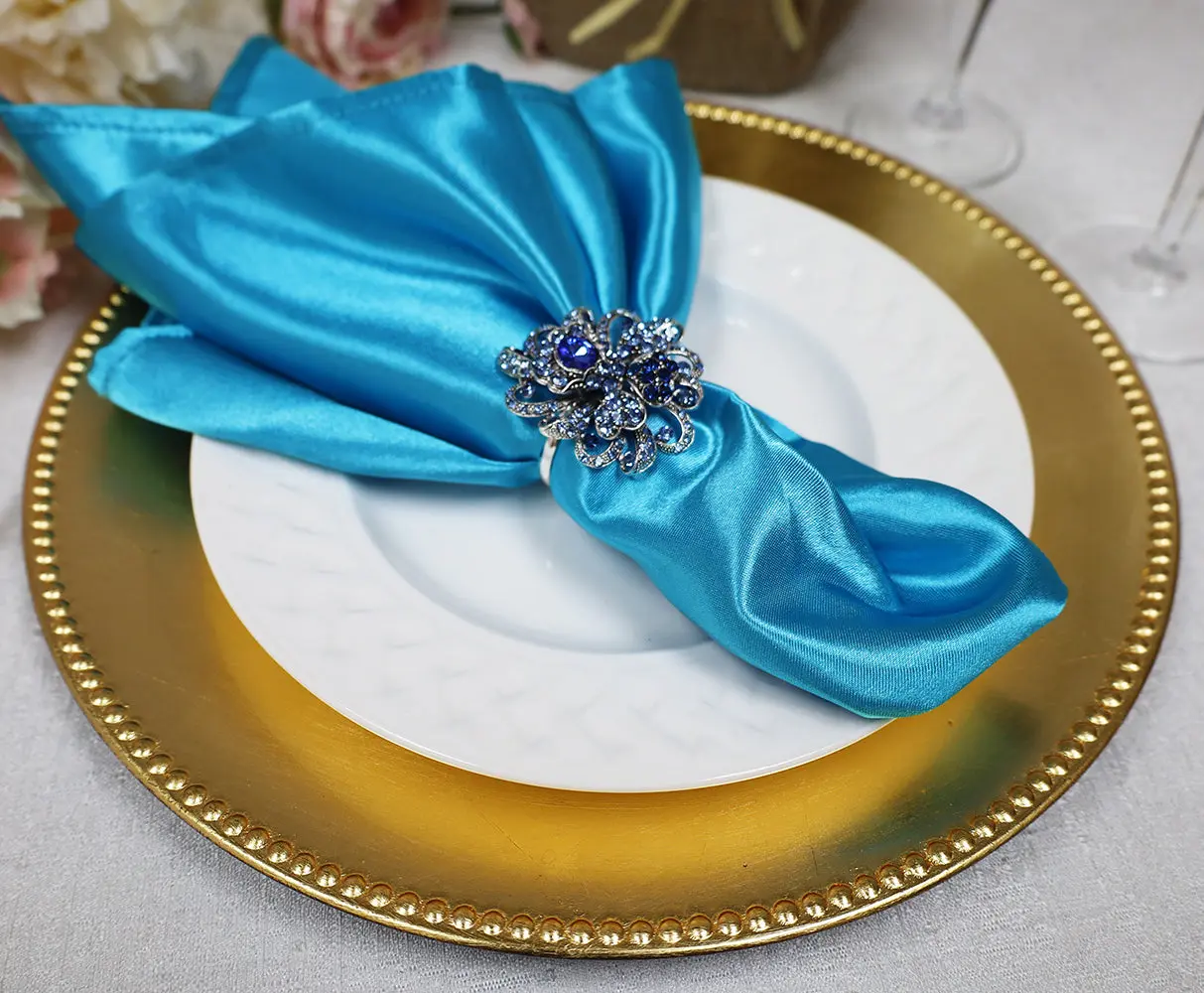20"x20" Heavy Duty Satin Napkins - Turquoise (10pcs/pk)