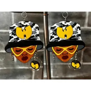 Missy Bucket Hat Camo Lightweight Handmade Hand Painted Wooden Earrings for Women