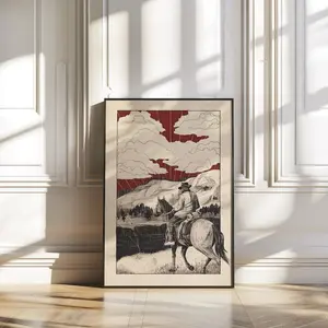 Red Dead Redemption Frontier Horizon Poster – Arthur Morgan Vintage Illustration, Western Wall Art, Print for Gaming Rooms Home Offices.1 - (Unframe)