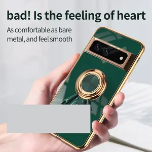 For Google Pixel 7a 6D Astronaut Electroplated Ring Stand Phone Case HNTKR-0095