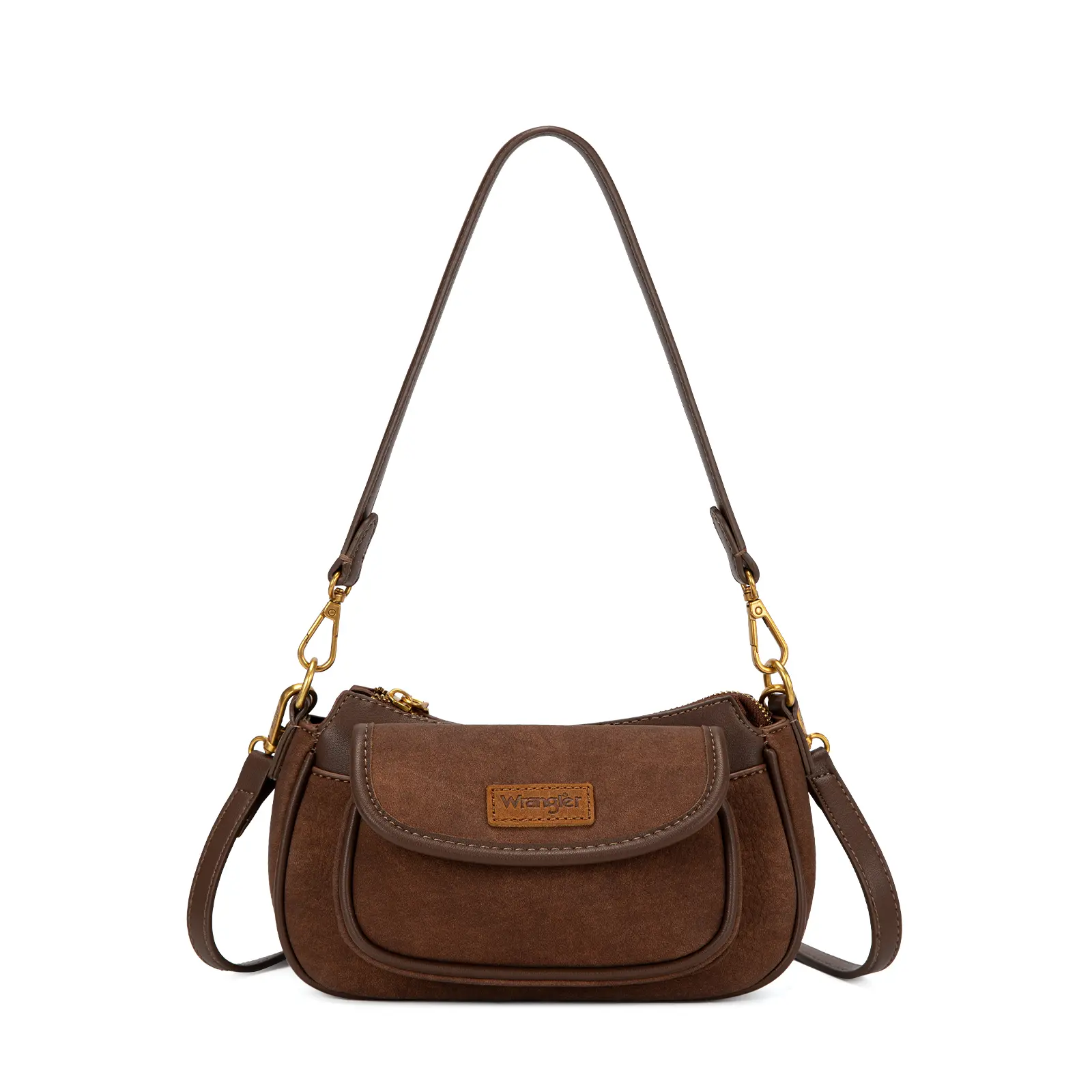 Wrangler Western Small Baguette Bag Mini Crossbody for Women with 2 Removable Straps and Front Back Small Pockets