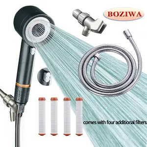 Filtered Shower Head with Handheld,Water Softener Filters,Shower Nozzle with Hose Attachment,5-inch Silicone Nozzle Anti-clog Nozzle,Shower Nozzle Handle