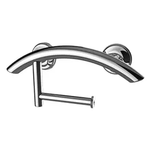Grabcessories™ NEW 3-in-1 Arched Grab Bar/Towel Bar/Toilet Paper Holder with EZ Clean Rubber Nubby Grips