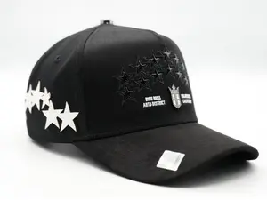 Big Boss District Hat Unisex Black Baseball Cap with Star Design and ARTS DISTRICT Logo Unique Stand Out Style