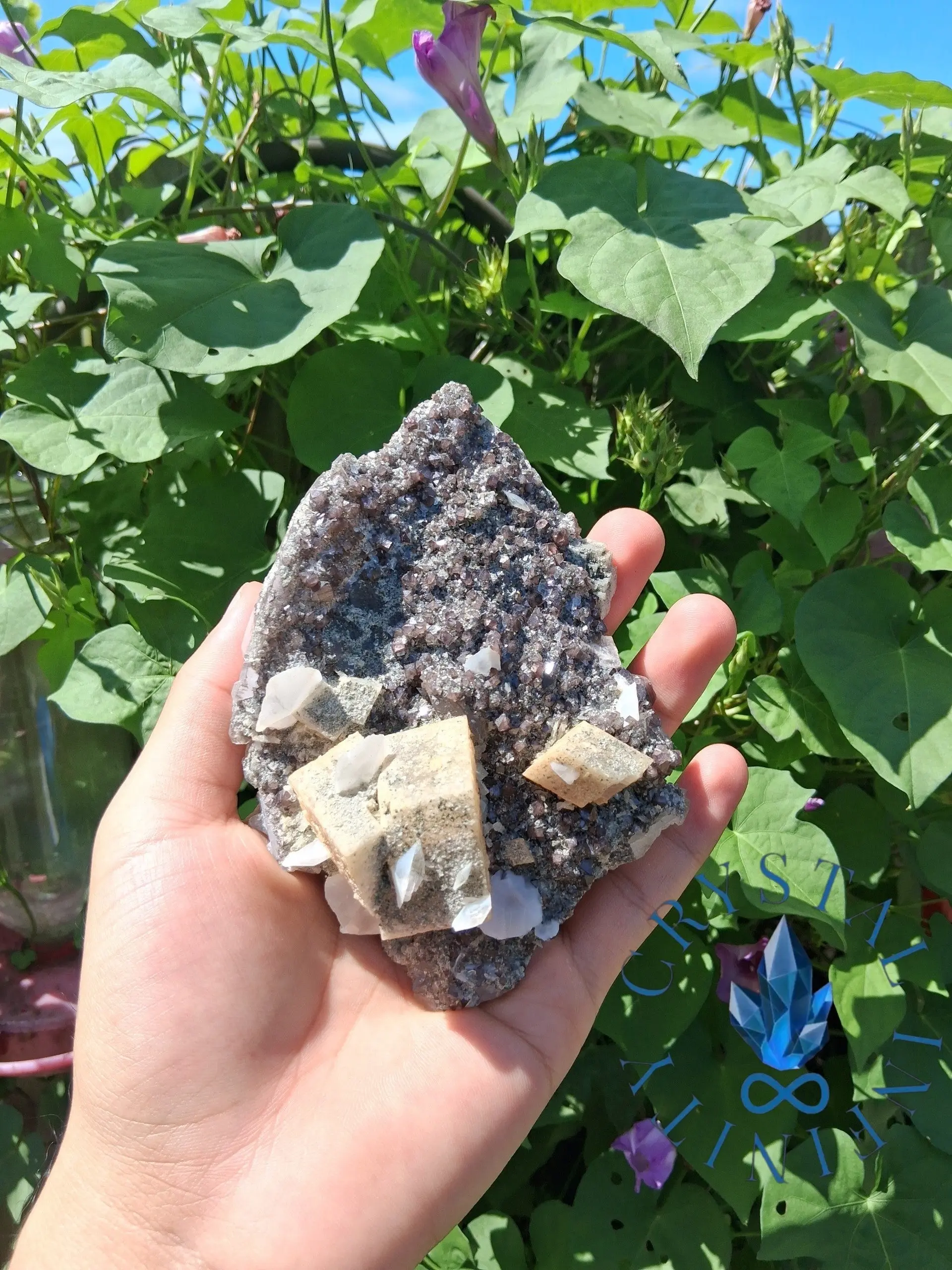 Tungsten Specimen with Calcite and Flower Mica on Quartz Matrix Rare Unique for abundance