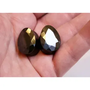 Faceted Hematite Teardrop Plugs 6mm-16mm