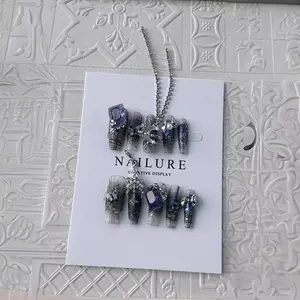 X70 Luxury Baroque Ins Style Long Handmade Armor, Dark Purple Armor Nail Stickers.nail medium short square.diy manicure gift