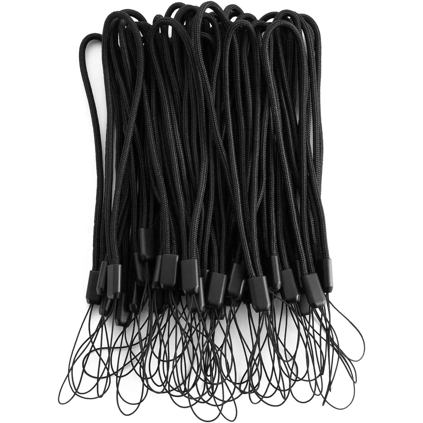50 Pack Wrist Lanyards Short Black Hand Wrist Lightweight Lanyard Strap String for USB  Keychains ID Name