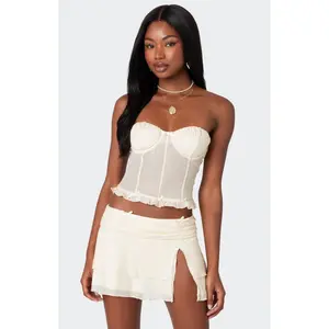 Edikted Women's Jojo Strapless Sheer Mesh Corset