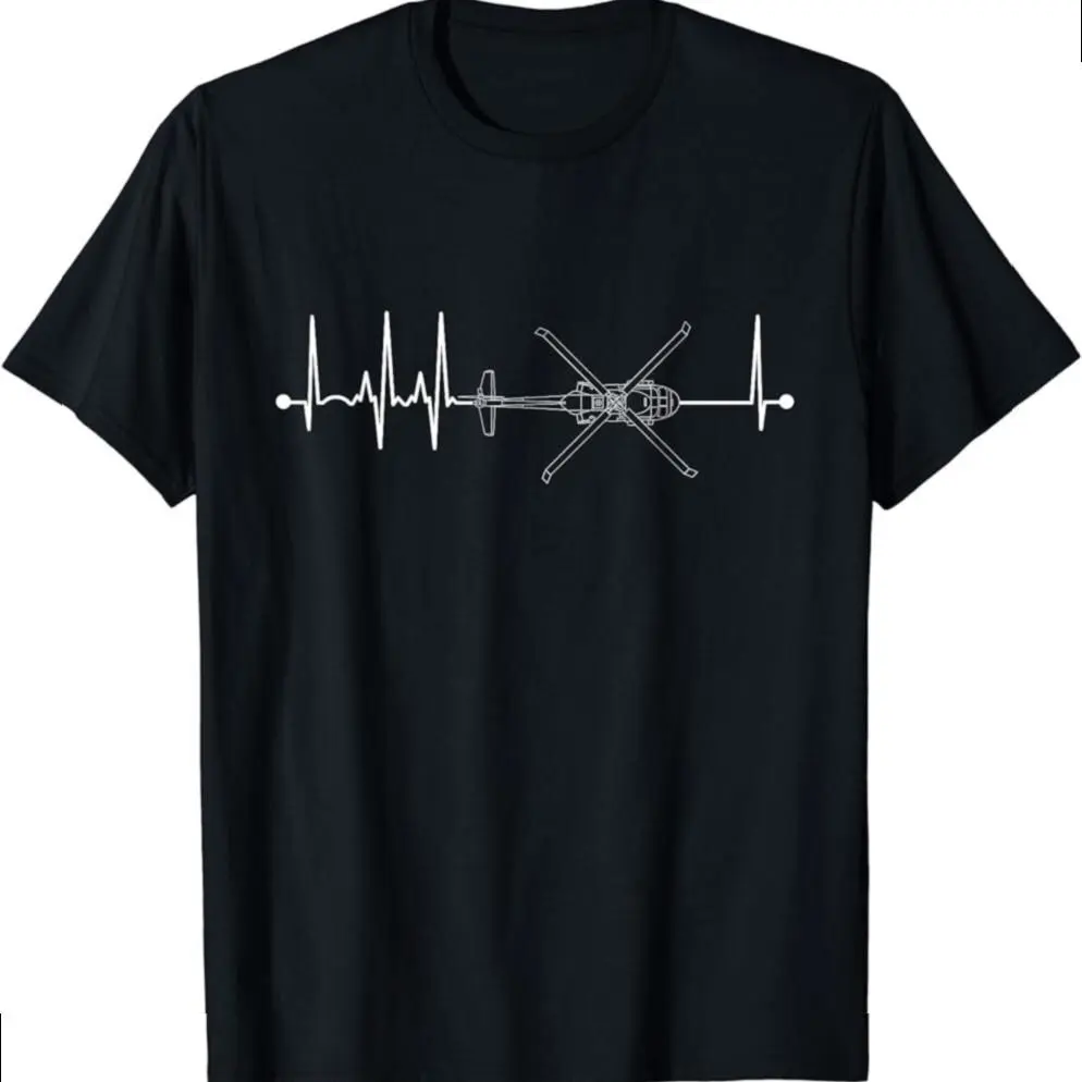 Blackhawk Heartbeat Ekg Pulse Uh60 Helicopter Pilot T-shirt