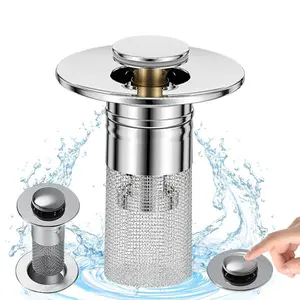 Summer Travel Multipurpose Drain Hair Catcher,Portable Shower Drain Hair Stopper, HomeEssentials, Universal Drain Cover Hair Filter forSink Bathtub Shower,Stainless Steel Metal PopUp Sink Stopper, Anti-Clogging Basket Strainer,Home Accessories