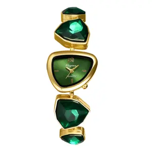 Birthstone Rhinestone Bracelet Watch: Women's Simple Triangle Dial Faceted Imitation Diamonds Decorated Links Watches Stainless Steel Removable Strap Analog Quartz Wristwatch for Birthday