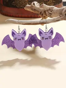 Bat Design Dangle Earrings, Cute Glittering Acrylic Earrings for Women & Girls, Gothic Jewelry for Party, Daily Clothing Decor, Trendy All-match & Exquisite Jewelry for Birthday Gift
