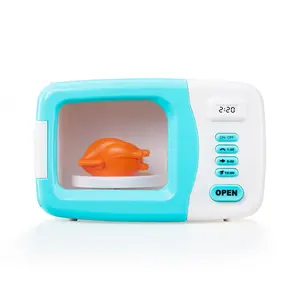 Toy Microwave for Toddlers, Realistic Play Kitchen Accessories with Sound and Light, Automatic Rotating Turntable, Kids Pretend Play Kitchen Appliance, Educational Gift for Boys & Girls Ages 3+