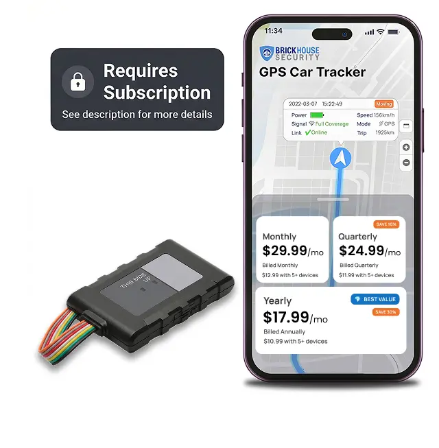 BrickHouse Security Livewire 4 4G LTE Auto GPS Tracker (Subscription Required) - Real Time Vehicle and Fleet Tracking, Geofencing, & Speed Alerts for Car & Trailer Vehicles, No Batteries Required