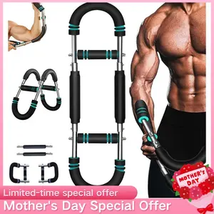 Twister Arm Exerciser Adjustable Spring Workout Bar 60 To 100lbs Forearm Triceps Chest Shoulder Strength Training Portable Home Gym Fitness Equipment For Men Women Indoor Outdoor Exercise