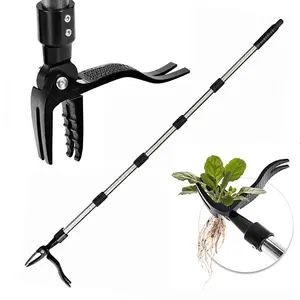 Metal Stand Up Weed Puller Tool 6FT, Long Handle Lawn Weeder with 4 Claw Steel Head for Root Removal Yard Patio and Garden Maintenance