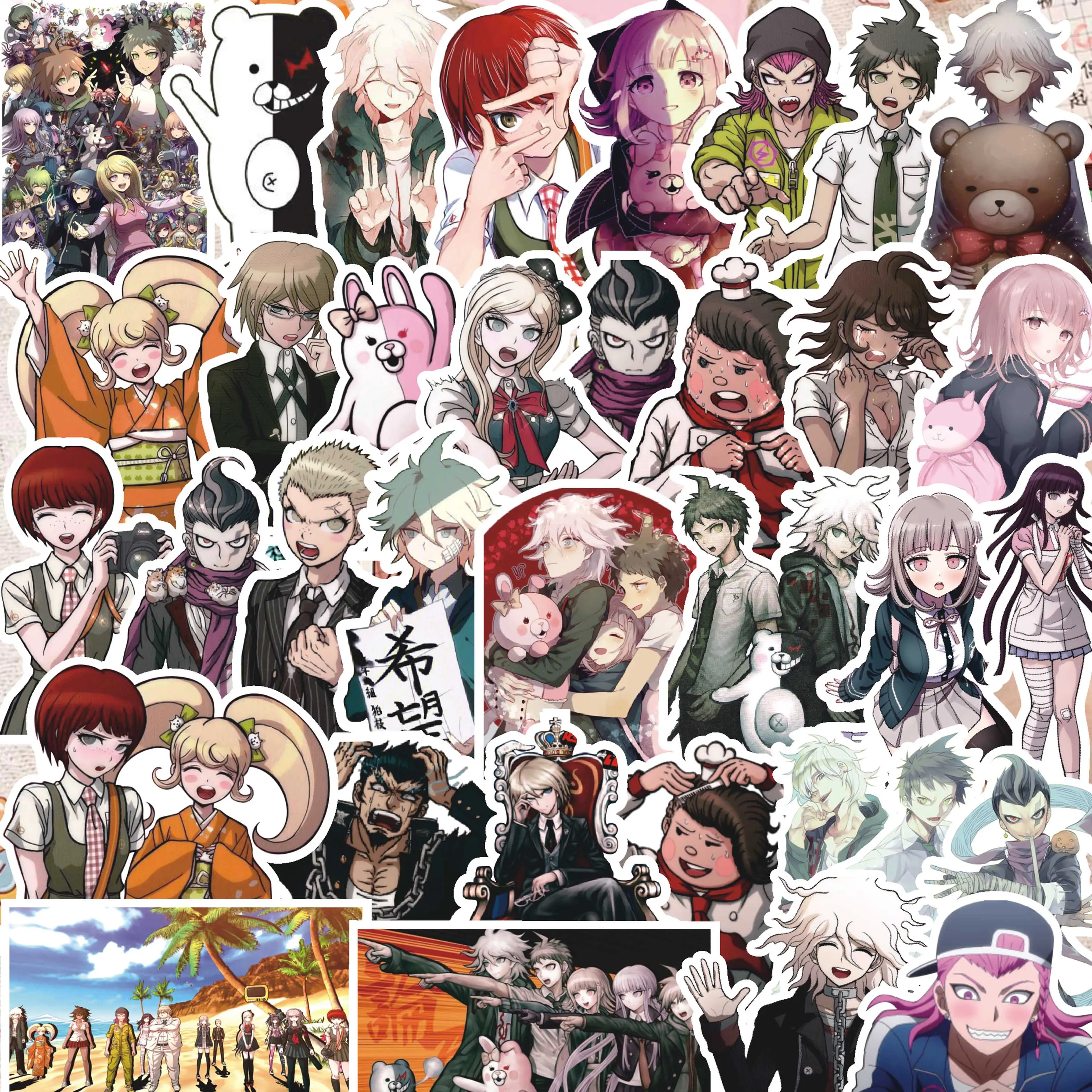 Danganronpa Anime Cutting Book Stickers (60/80Pcs, 60Pcs Danganronpa Themed) - Glossy Finish, High-Def Print, PVC Adhesive, Waterproof, Easy-Remove, Varied Sizes DIY Felt Crafts Accessories for Smartphone Cases, Water Cups - Toys & Hobbies Decor