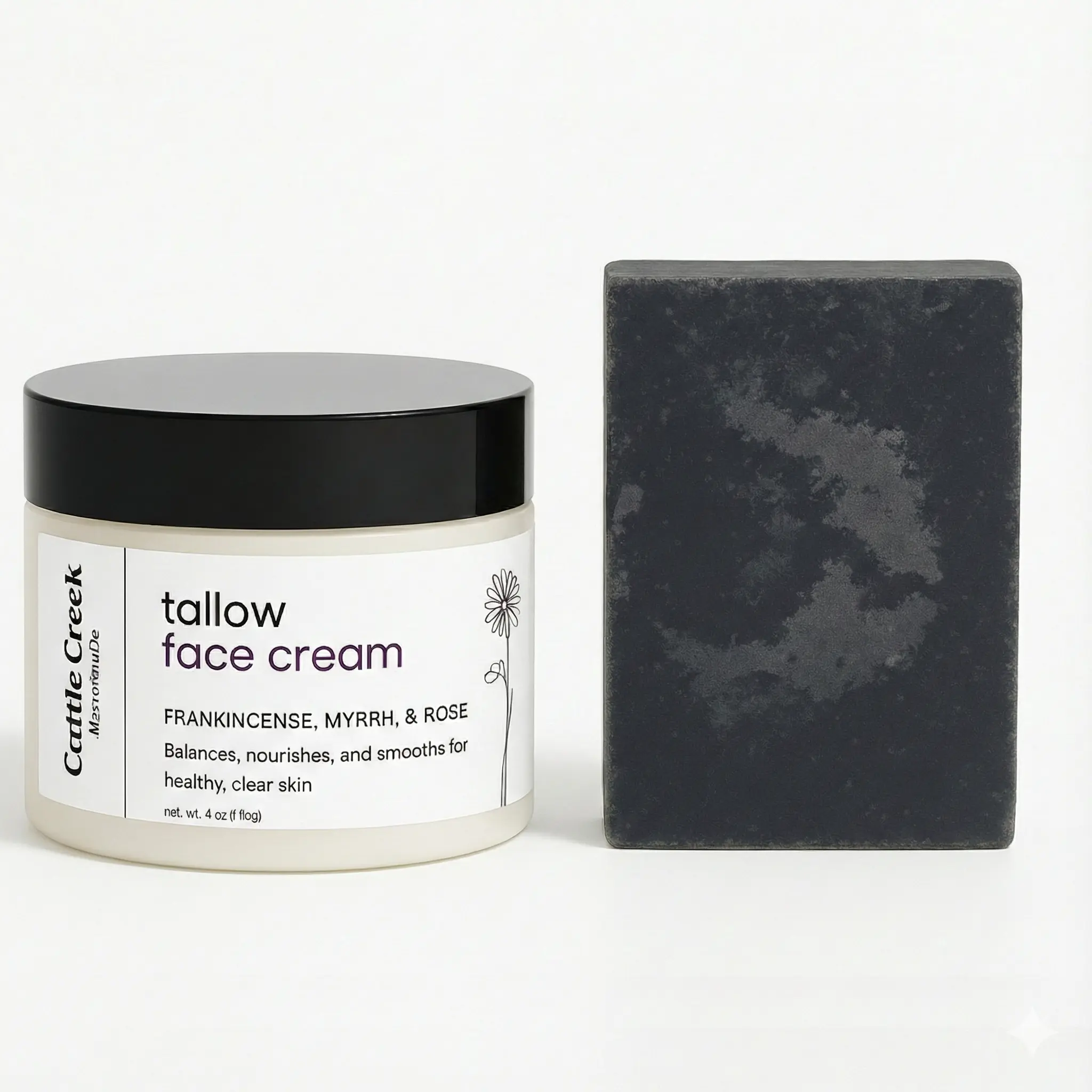 Tallow Face Cream & Charcoal Face Soap Bar Tallow Face Cream & Charcoal Face Soap Bar