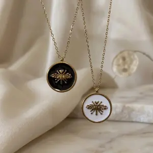 New Ins Stainless Steel Bee Necklace Insect Honey Bee Pendant Choker Chain Necklace For Women Girls Fashion Jewelry Gift