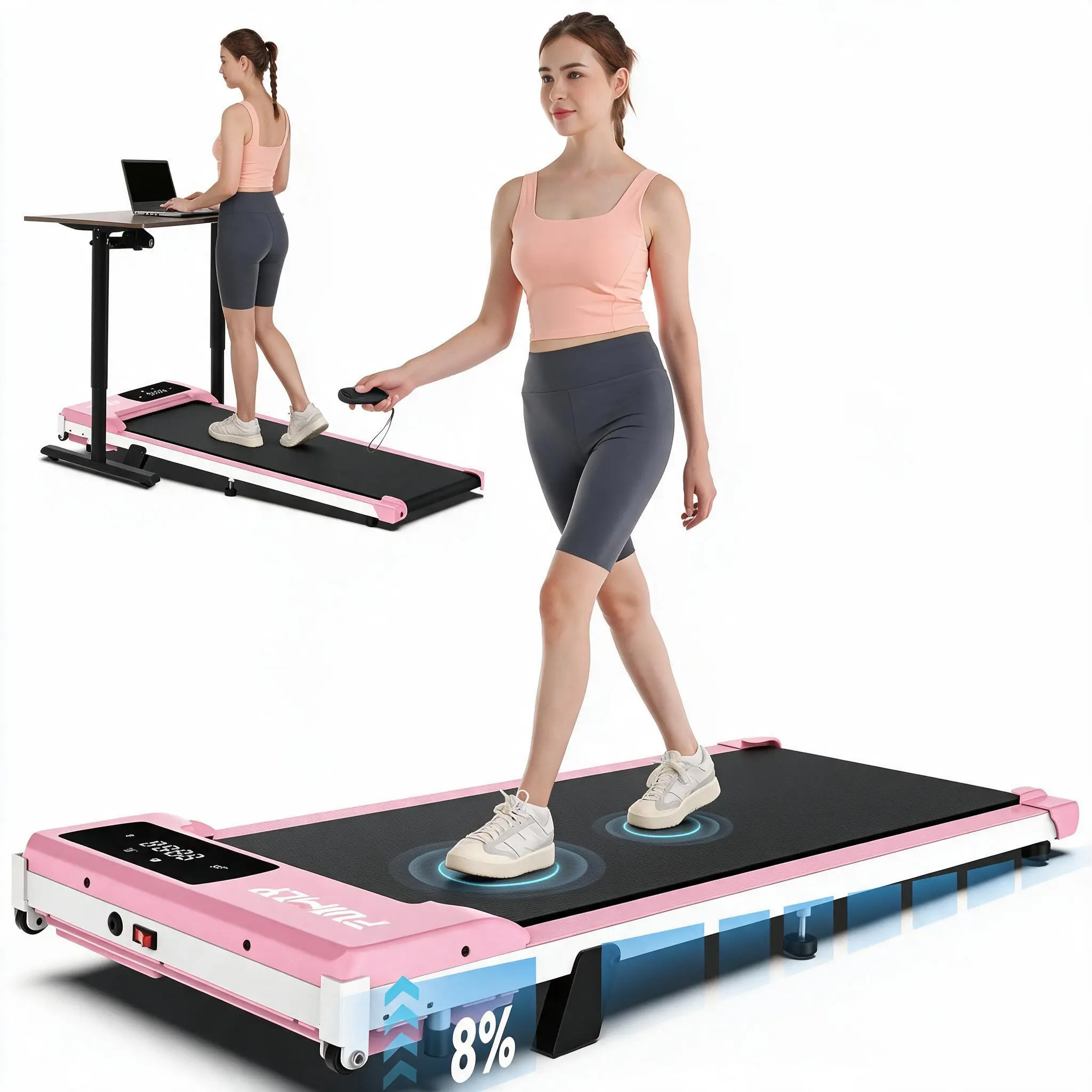 Ancheer Under Desk Walking Pad Treadmill - 3.0HP Home Fitness Equipment, 6% Incline, 300 lbs Capacity, Slim Compact Motorized Electric Treadmill with Speed Control, Comfortable Shock Absorption, LED Display for Cardio & Workout Solutions