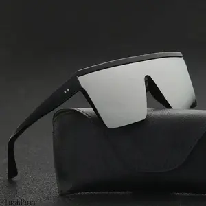 Vintage Male Flat Top Sunglasses Men Brand Black Square Shades UV400 Gradient Sun Glasses For Women Cool One Piece Designer outdoorfun