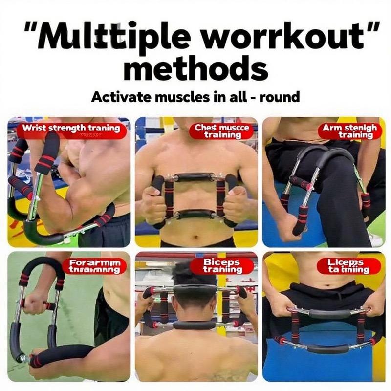 PowerTwist Arm Trainer Stainless Steel Forearm Strengthener Portable U-Shaped Chest Expander Adjustable Resistance for Home Gym Workout Golden Spring Arm Trainer pin