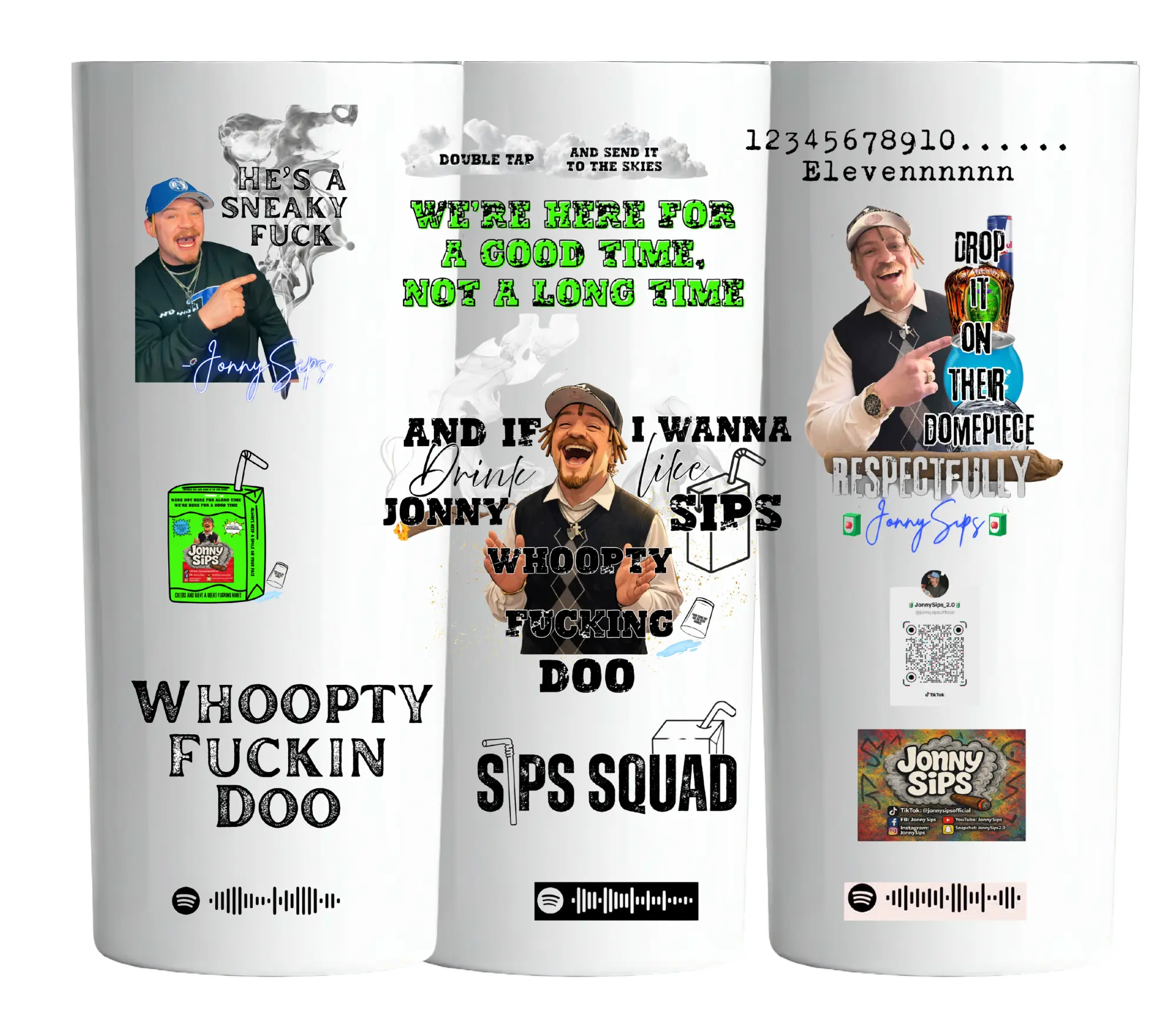 NEW DROP!!! Jonny sips 20 oz stainless steel cup with all his bestselling quotes and favorite song spotify Qr codes