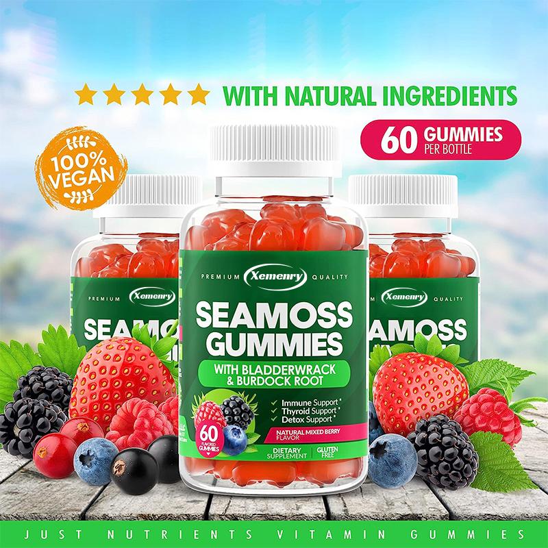 SEAMOSS GUMMIES--IMMUNE BOOSTER/DETOX SUPPORT/thyroid Support/SUPPORT FOR DIGESTIVE SYSTEM/GLUTEN-FREE/DAIRY-FREE/NON-GMO/100%VEGAN-USA PRODUCT