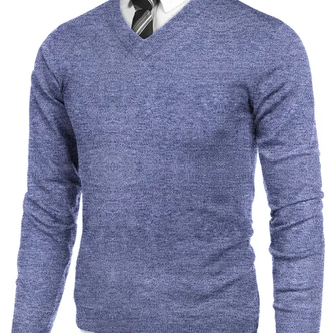 COOFANDY Mens V Neck Dress Sweater Long Sleeve Slim Fit Fashion Pullover Sweater Classic Fabric Menswear