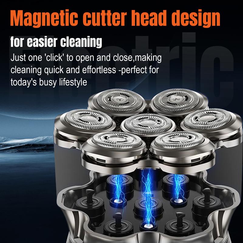 Latest Model 7D Bald Head Shaver, Electric Shaver for Menmagnetic head, IPX7 Waterproof Wet & Dry Shaving, Safe Head Shaver, LED Display, Type-C Charging, Perfect Gift for Dad Him Men smooth shave cordless rechargeable bald head razor Flawless