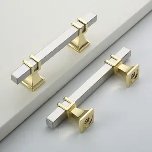 10 Pack 3 Inch(76mm) Cabinet Handles Brushed Nickel and Gold Nickel and Gold Cabinet Pulls Cupboard Drawer for Cabinets