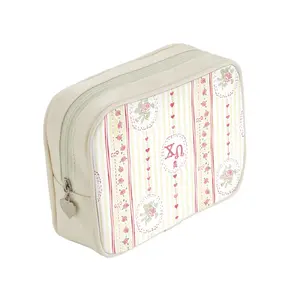 Chi Omega Stripes + Hearts Cosmetic Bag