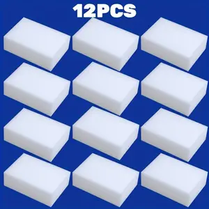 12 Pack Magic High Density Sponge Eraser Foam Cleaning Pads, Scrubber Sponge, Scrubbing Pad, Versatile Household Cleaning Sponges for Kitchen, Bathroom, Floors and Walls