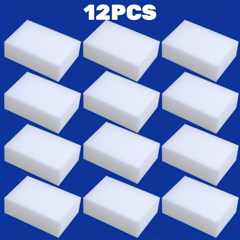 12 Pack Magic High Density Melamine Sponge Eraser Foam Cleaning Pads, Scrubber Sponge, Scrubbing Pad, Sponges Scrubbers, Multipurpose Kitchen Sponges, Versatile Household Cleaning Sponges for Kitchen, Bathroom, Floors and Walls
