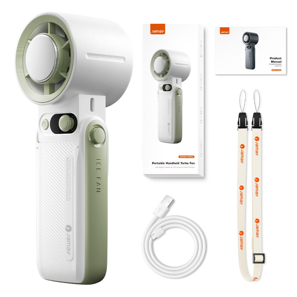 Portable Handheld Turbo Fan, 3-in-1 Rechargeable, 199 Adjustable Levels, Up to 30 hours of use, with Digital Display, One-Click Semiconductor Cooling, 135° Adjustable Airflow, Ideal for Summer Travel & Outdoor Activities, High Speed Fan, Portable fan