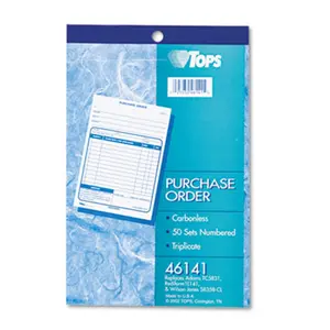 Tops 46141 Purchase Order 5-1/2 x 7-7/8 Carbonless Triplicate 50 Sets/Book
