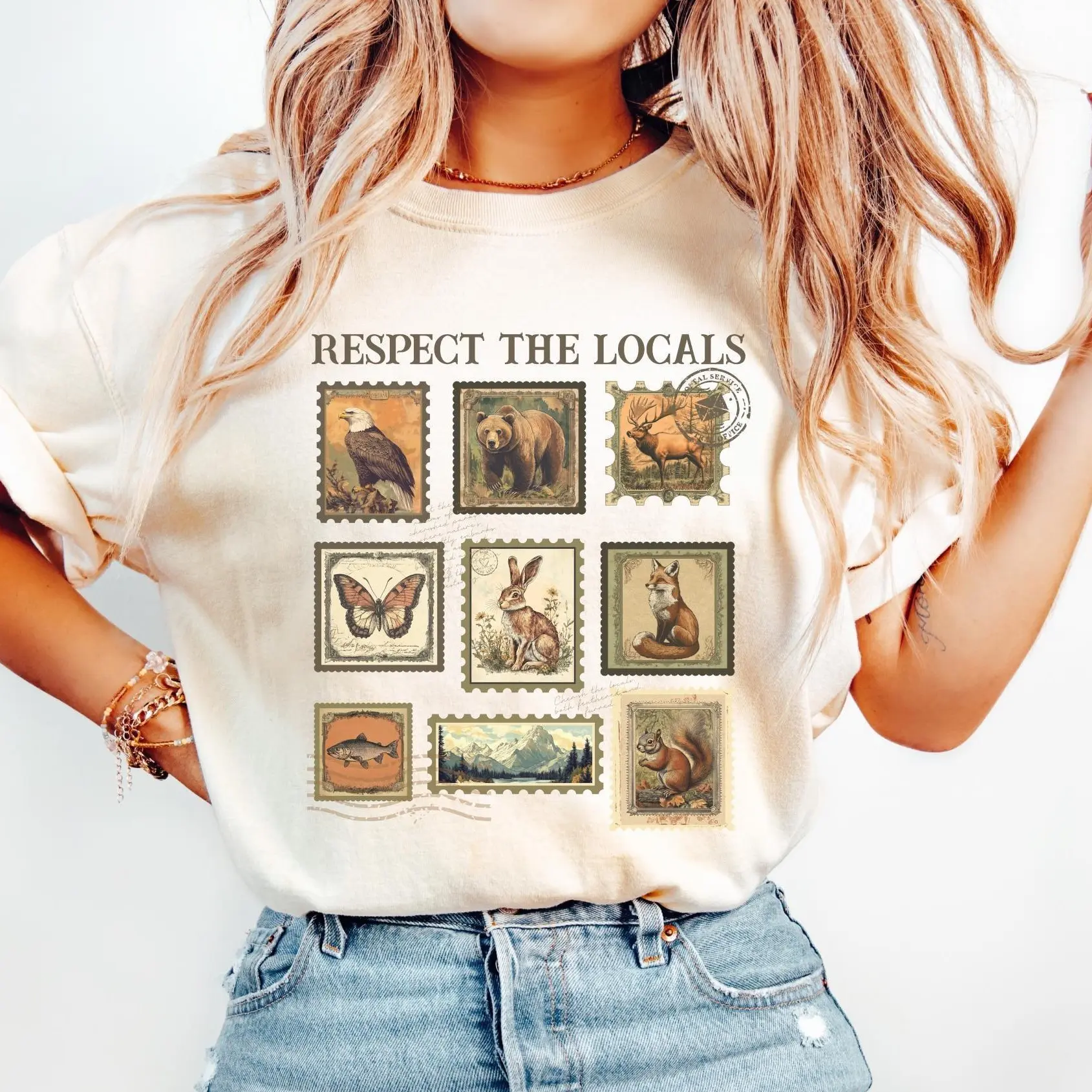 Comfort Colors Respect The Local Wildlife T-Shirt, Gift For Nature Lover, Animal Lover, Protect National Parks, Vintage Style shirts women casual outfits women vintage graphic tees clothing women's shirts women's graphic tees