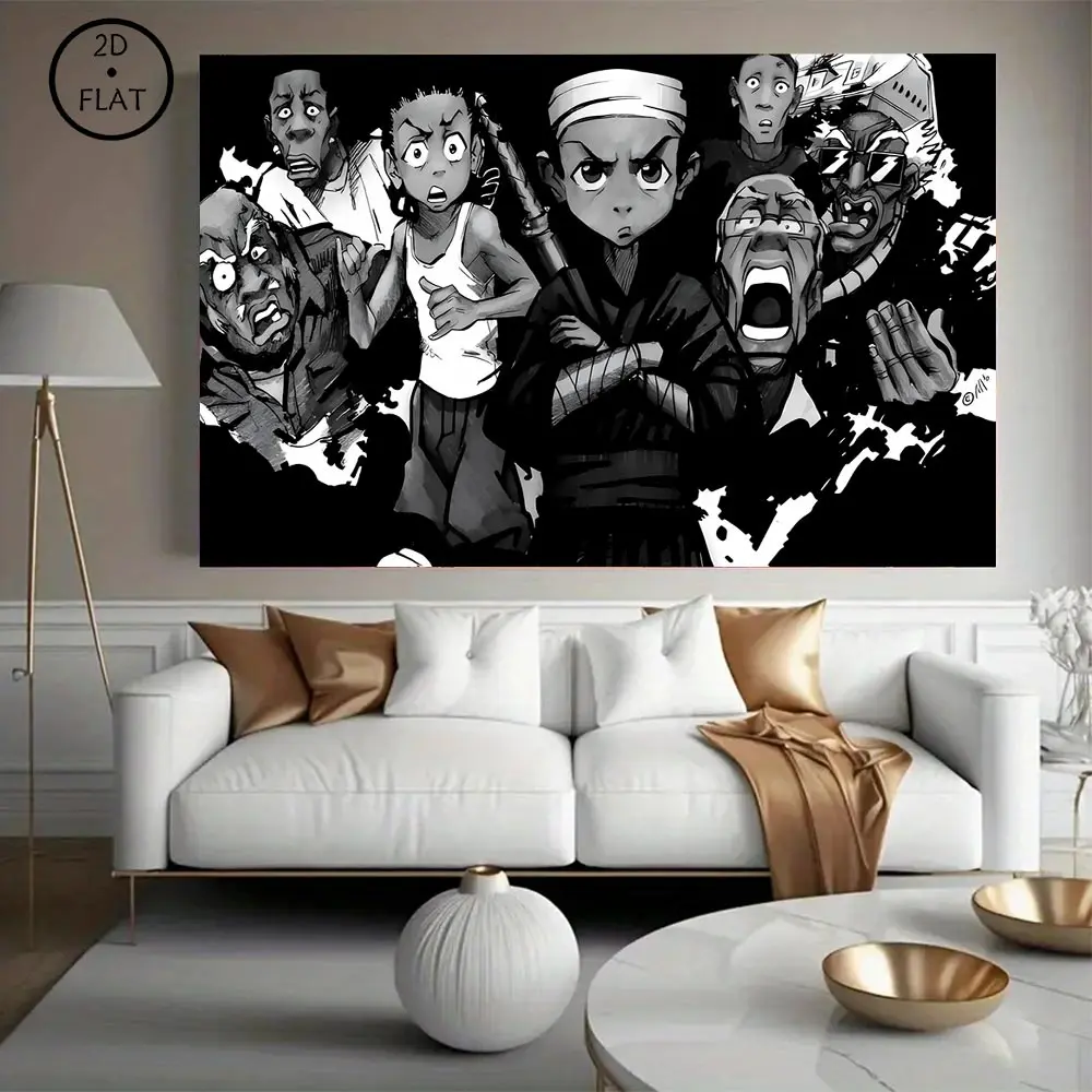 Trendy Cartoon Wall Decor, Framed Wrapped Canvas Print of The Boondocks Black Cartoon, 2D Flat Art for Living Room & Bedroom Decoration Manga Poster, wicked good  Poster