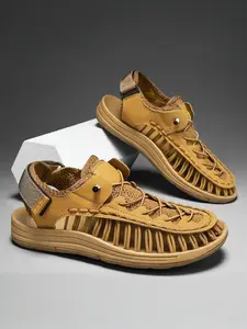 Men's Casual Sandals Handwoven Hollow Out Large Size Beach Shoes Outdoor Breathable Driving Shoes, Comfortable Summer Footwear