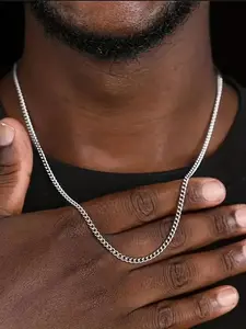 Unisex Street Style Chunky Chain Necklace, Cuban Link Necklace, Stackable Clavicle Chain, Casual Trendy Minimalist Chain Necklace, Fashionable Jewelry, Men Accessories