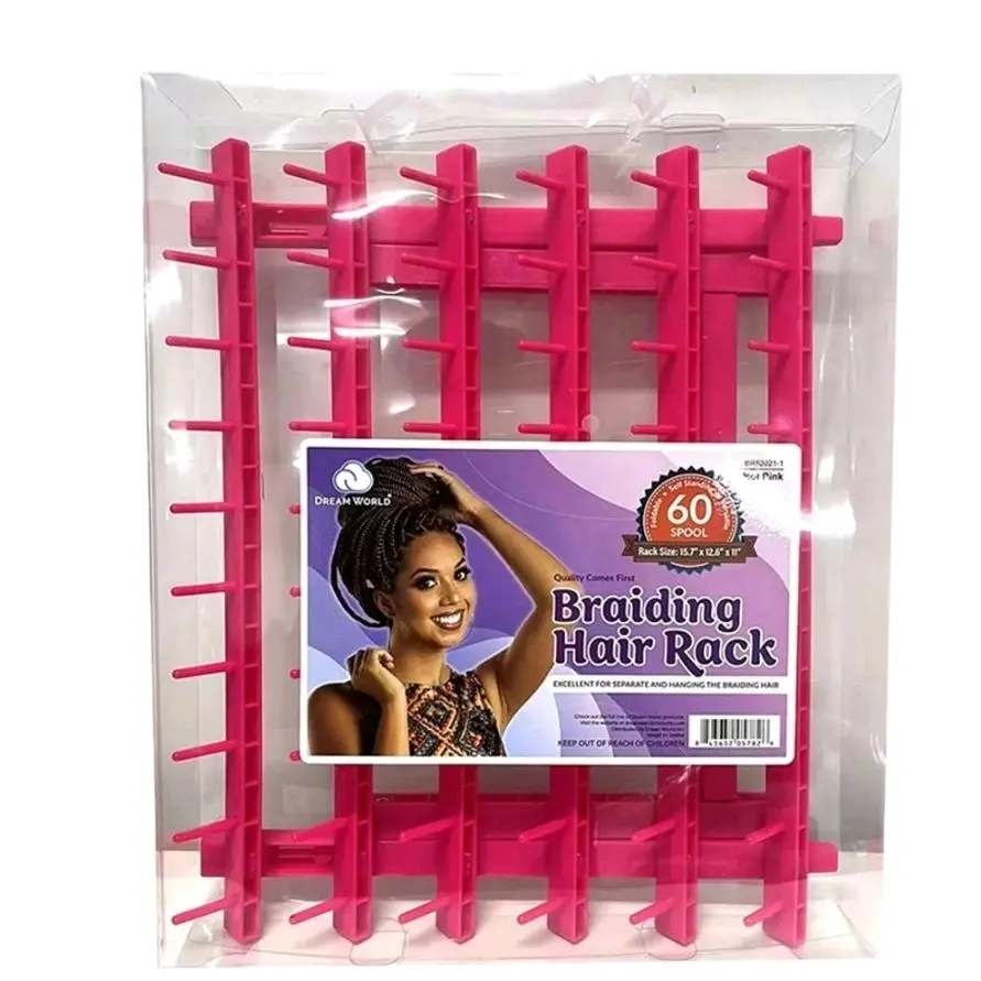 Dream World Braiding Hair Rack Foldable 60 Spool Pink Design Ideal for Hair Styling and Storage Haircare