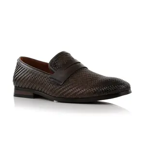 Ferro Aldo Louie classic plain-toe woven penny loafers, in Espresso, Men's Size 6.5 - 13